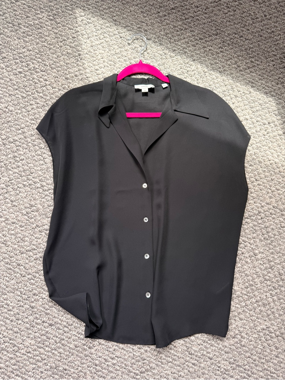 Vince Black Short-Sleeve Button Front Blouse